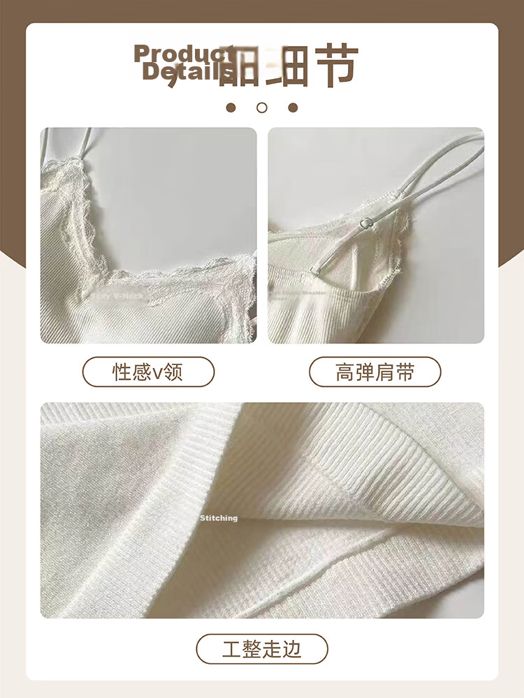9i9 Lace Strap Padded Vest Pure Desire Back Slim Fit Outerwear Short Tube Top White S44 22
