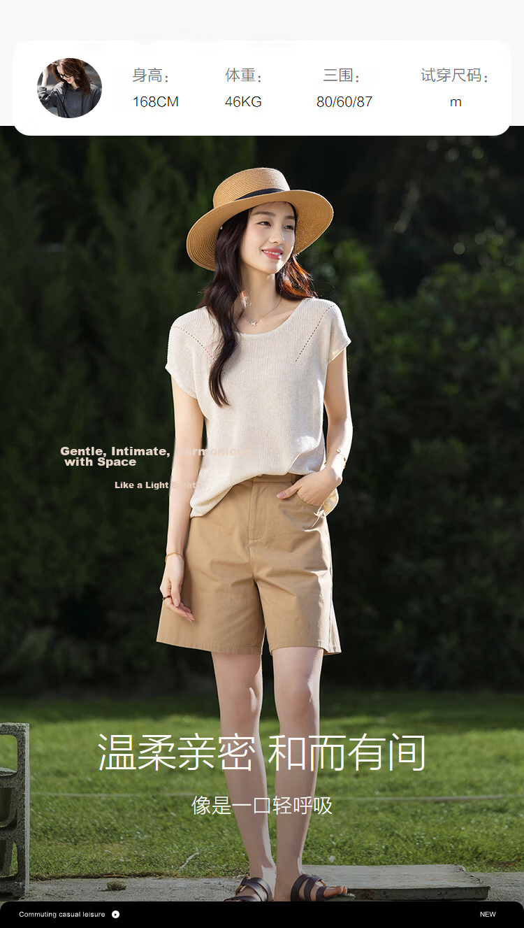 Demana [With Linen Lyocell] Summer Minimalist Round Neck Raglan Short Sleeve Buttoned Slim Knit Top for Women Premium Feel 9