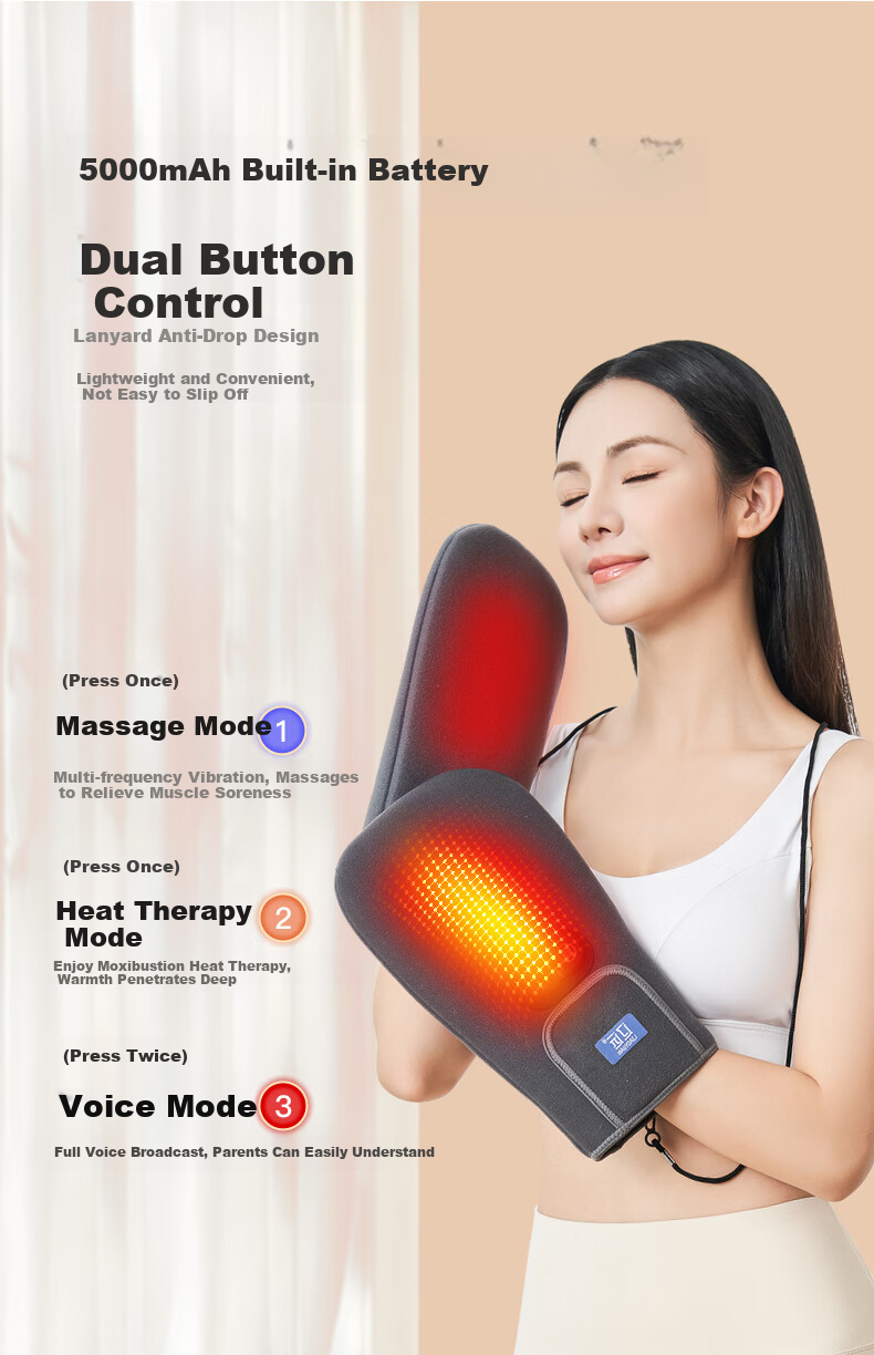 Liaoyuan [Hongguang Phototherapy] Rechargeable Heated Gloves Hand Warmer Rheumatoid Arthritis Hand Massager Wrist Finger Joint Tendon Sheath Palm Heat Pack Practical Gift 12