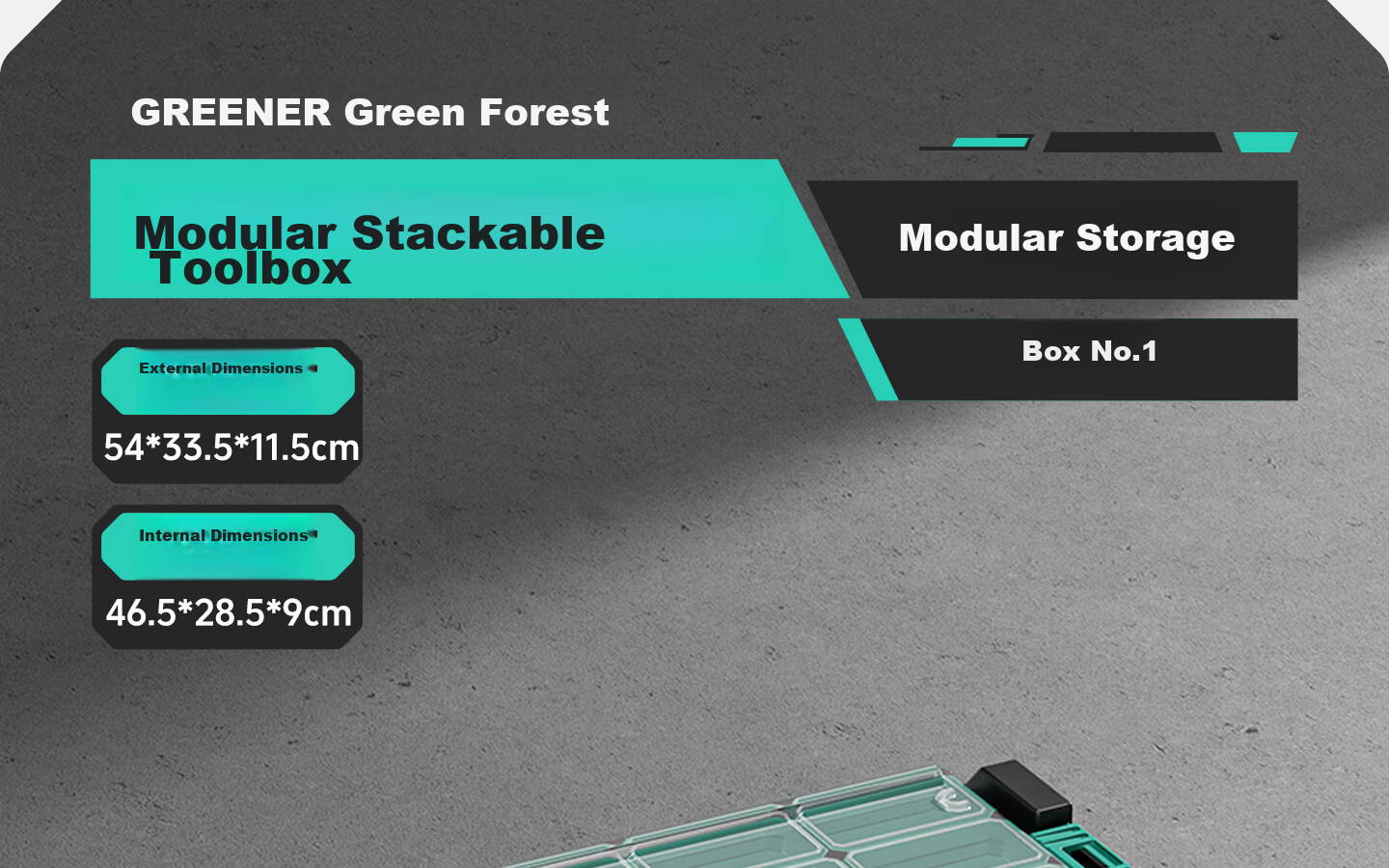 GREENER Stackable Large Capacity Modular Stacking Hardware Toolbox Multifunctional Industrial Grade Set Trolley Case No.3 26