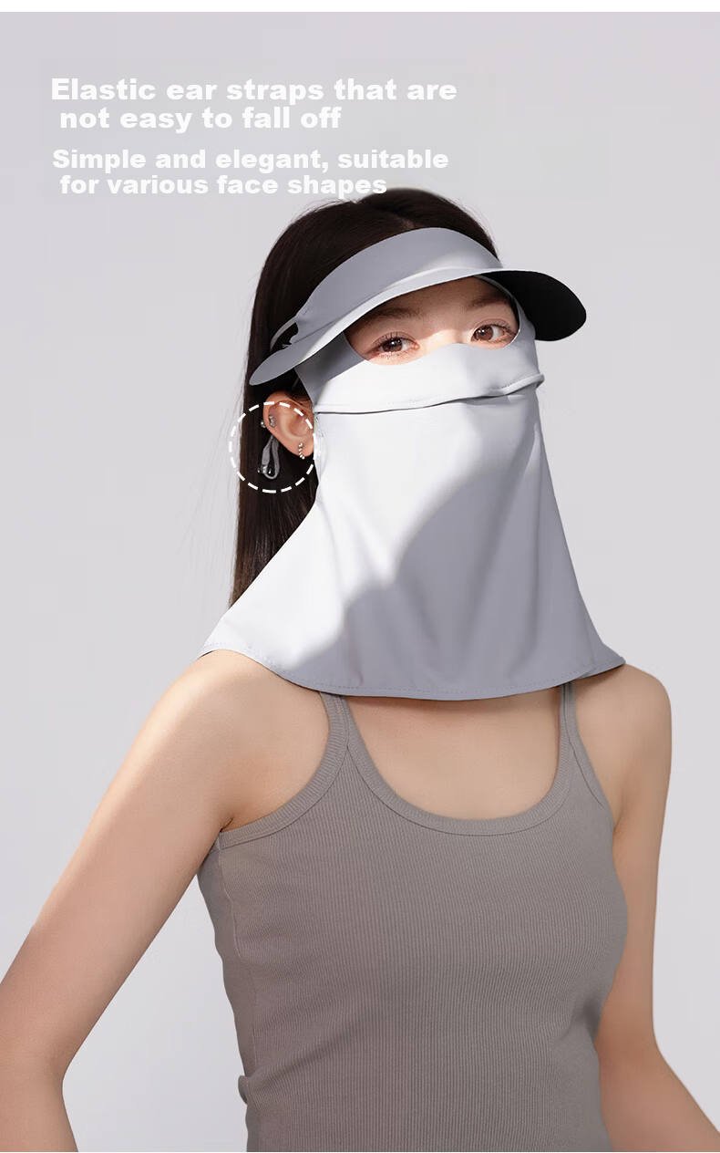 Yalu Sunscreen Face Mask 3D Neck Protection Women's Facekini with Brim UV Protection Black Coated Full Coverage Mask 3