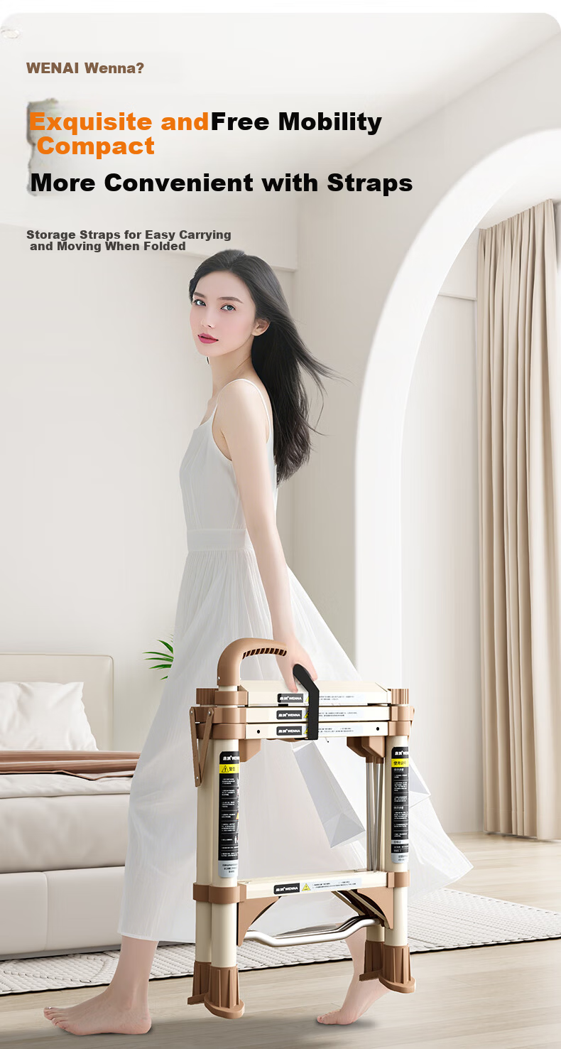 Wenna Household Telescopic Ladder Foldable Multifunctional 5-Step Carbon Steel A-Frame Adjustable Ladder 9