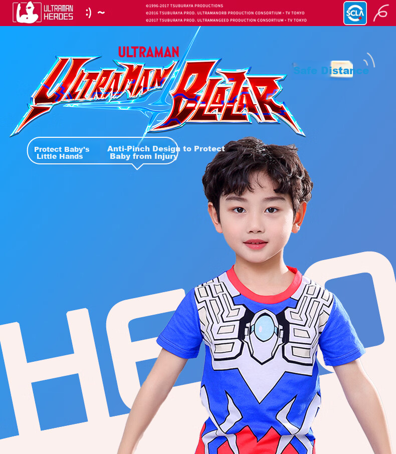 ULTRAMAN Ultraman Tiga Boys' Short Sleeve Pajamas Summer Kids' Homewear Set 120cm 1