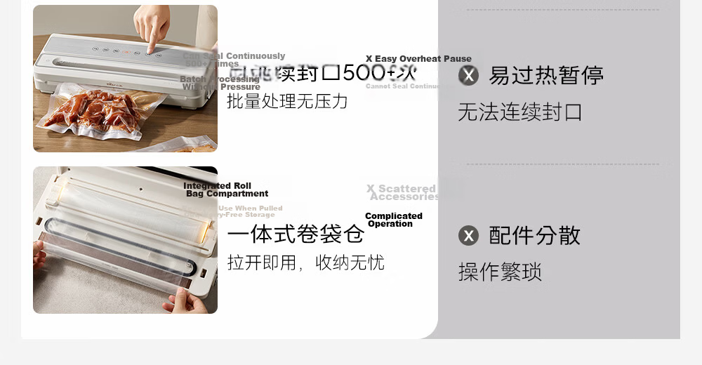 Bear Fully Automatic Vacuum Sealer Machine, Wet And Dry Dual-Use Food Preservation Vacuum Sealer, No-Press Fully Automatic, Home And Commercial Dual-Use Double Pump FKJ-Q01F2 4