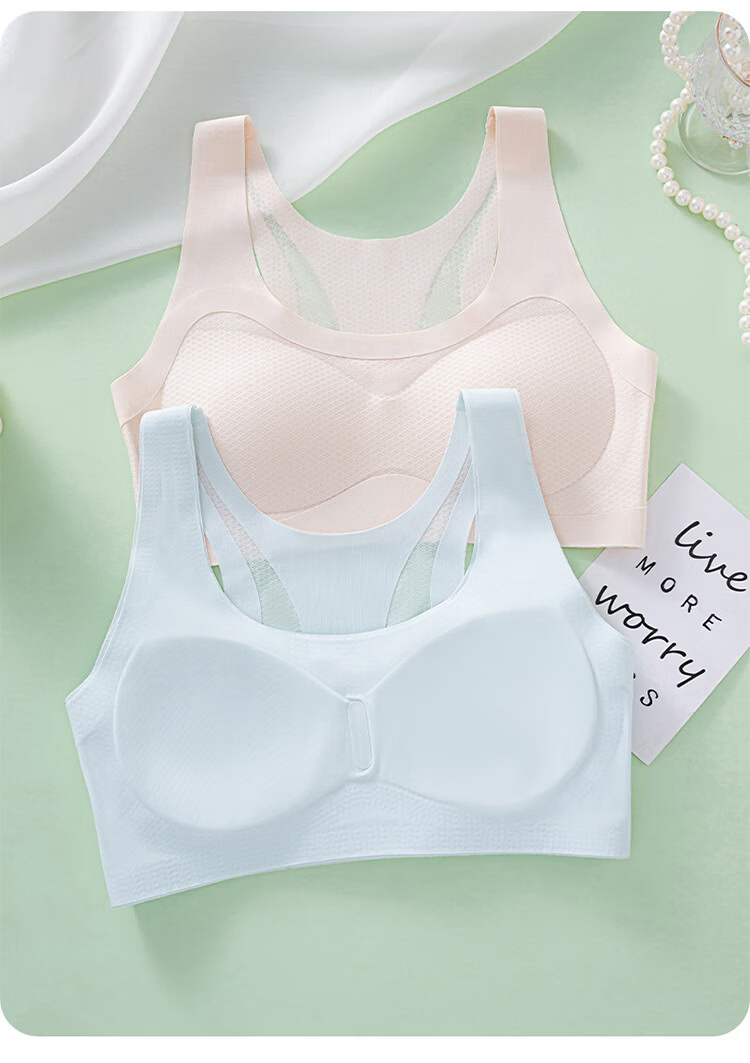 Modal Girls' Underwear Junior High and High School Development Period Correction Posture Support Adjustable Bust Sports Shockproof Seamless Blue 19