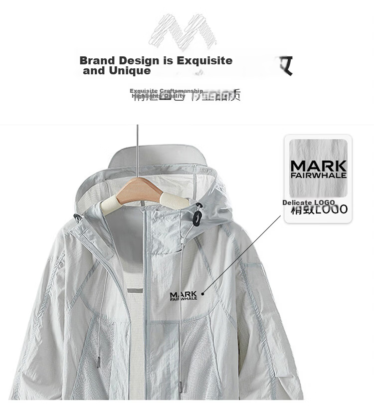 MARK FAIRWHALE Unisex Summer Ice Silk Sunscreen Jacket Lightweight Breathable UPF50+ UV Protection Loose Fit Coat for Men 9