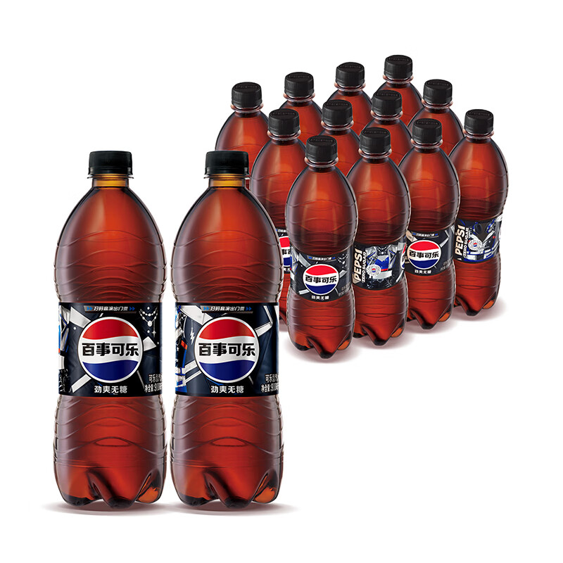 百事可乐Pepsi 无糖可乐 碳酸饮料汽水 900ml*12瓶 家庭聚会（随机包装）