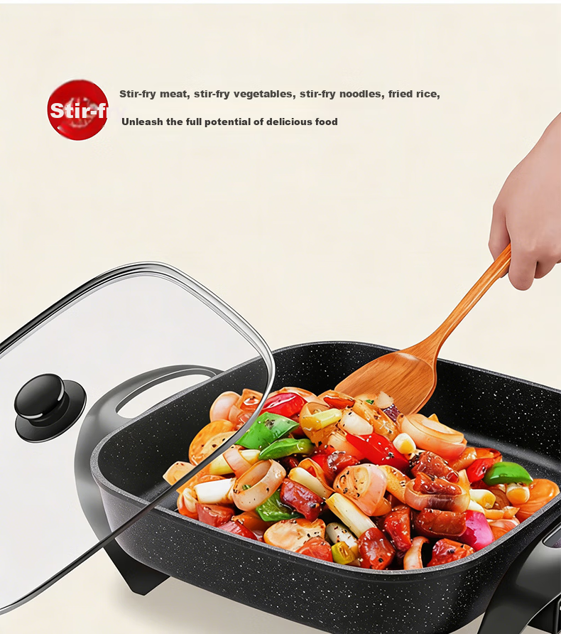 Yiduo 5L Maifan Stone Multifunctional Electric Cooker Multi-Functional Electric Frying Pan Korean Electric Hot Pot Non-Stick Dormitory Cooking Grill Fish All-in-One Small Electric Pot XBJT-HG211 8