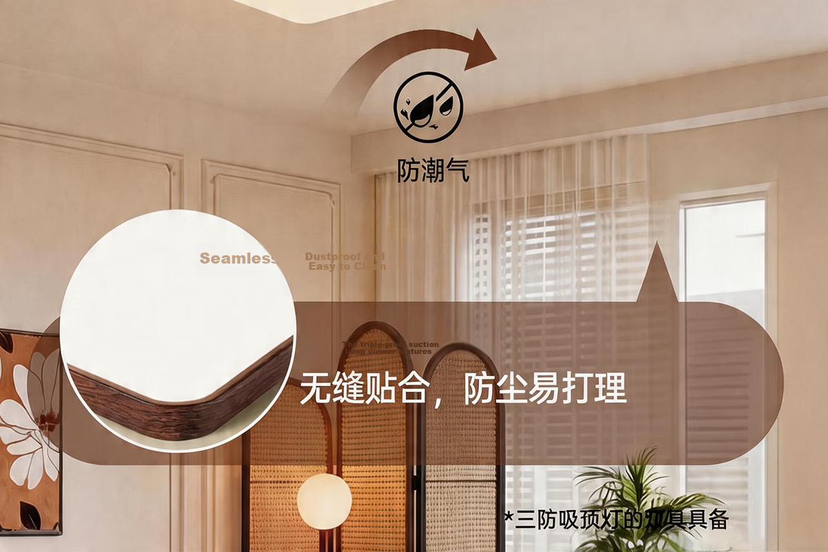 Hongyan Vintage Style Round Ceiling Light 36W Full Spectrum Eye Protection Three-Stage Color Temperature Adjustable Black Walnut Wood Grain 22