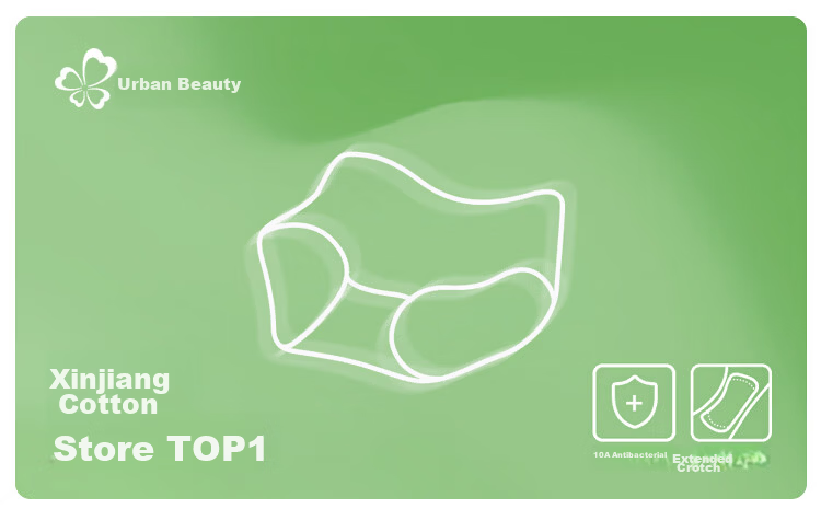 Urban Beauty First No-Wash A-Class Cotton Women's Underwear 100% Pure Cotton 10A Antibacterial Mid-Waist Seamless Women's Briefs 4-Pack 1