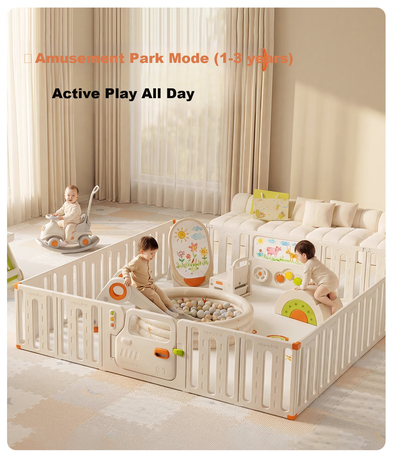 Manlong Dream Car Fence Baby Safety Gate Home Living Room Crawling Mat Floor Walker Guardrail 10+2 19