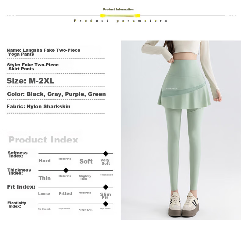 Langsha Shark Skirt Yoga Pants for Women Summer Thin Slim Fit Fake Two-Piece Fitness Sports Integrated Skirt Pants 12
