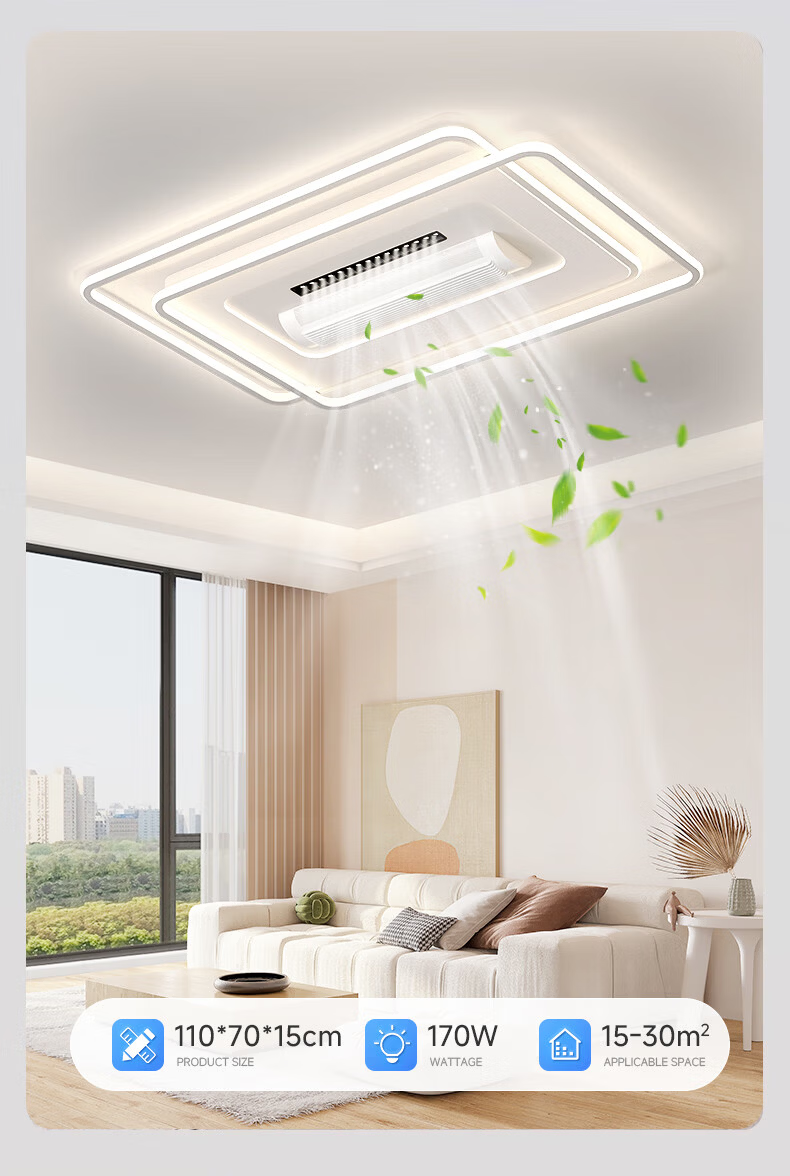 ASUS Lighting AI Voice Smart Bladeless Minimalist Fan Light Round Bedroom Invisible Drum 120° Silent Oscillating Fan Light 23