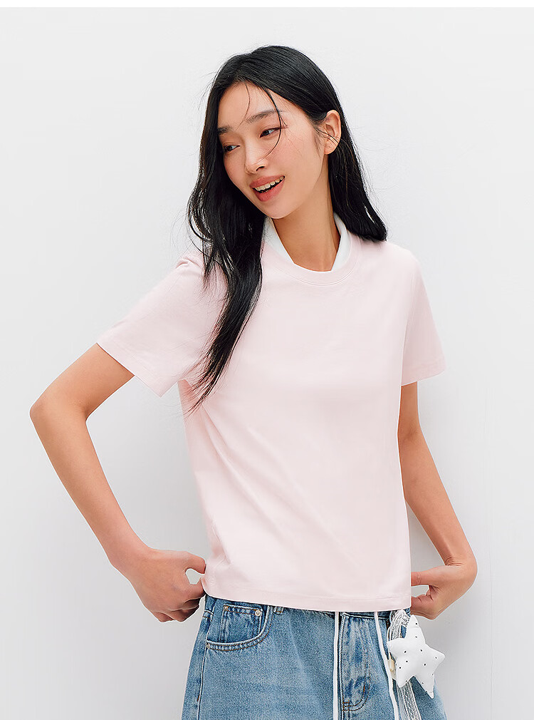 Semir Mall Style | Women's Summer Short Sleeve T-Shirt Solid Color Crew Neck Regular Shoulder Top 2026 Versatile Shirt 101926100001 38