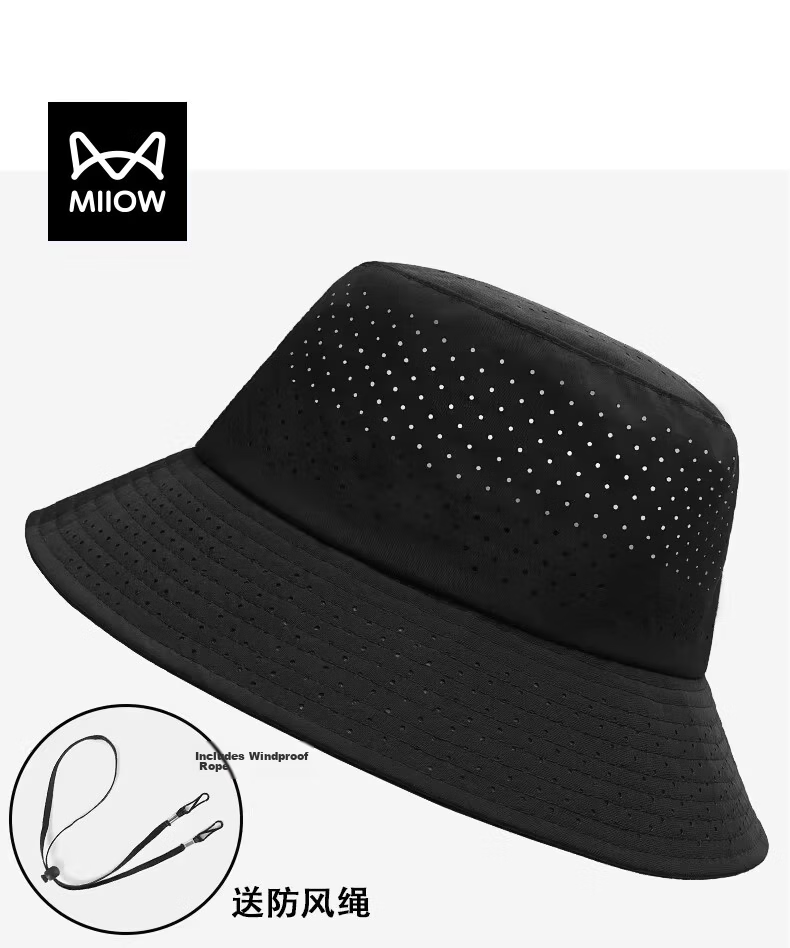 Miiow Men's Summer Breathable Mesh Large Head Circumference Bucket Hat Sunshade Wide Brim Face Slimming Sun Hat 2
