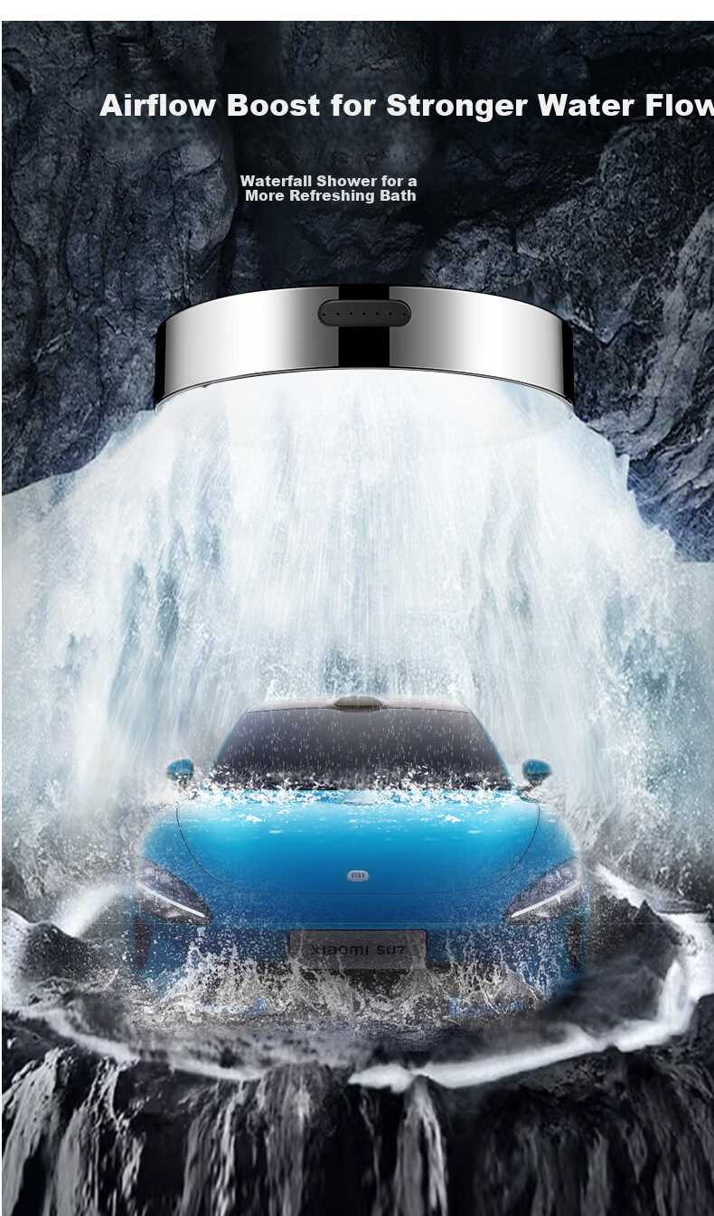 MUGE High Pressure Shower Head Powerful Water Flow Universal Single Head Handheld Bathroom Shower Sprayer 5