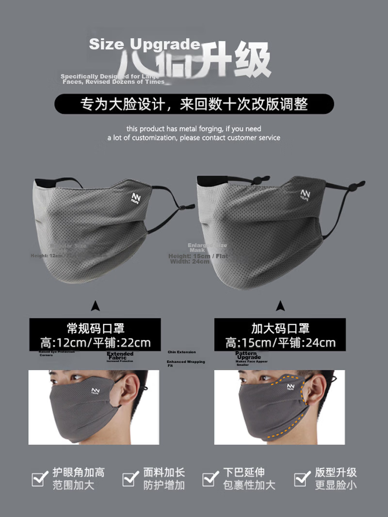 Spapani Men's Sunscreen Mask Spring Summer Cycling Breathable Dustproof Black Face Cover Trendy UV Protection Thin Special Edition 2