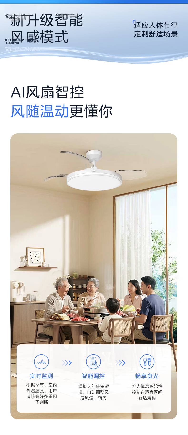 Midea Fan Light Eye Protection Smart Voice Bedroom Lamp F5 Eye Comfort Lighting Fixture with Installation Package (Supports HarmonyOS Smart Link) 10