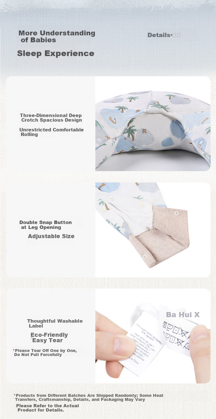 Nest Designs Baby Sleeping Bag Bamboo Cotton Gauze Four-Layer Breathable All-Season Toddler Leg-Separated Anti-Kick Quilt Easy Tiger Size 80 2