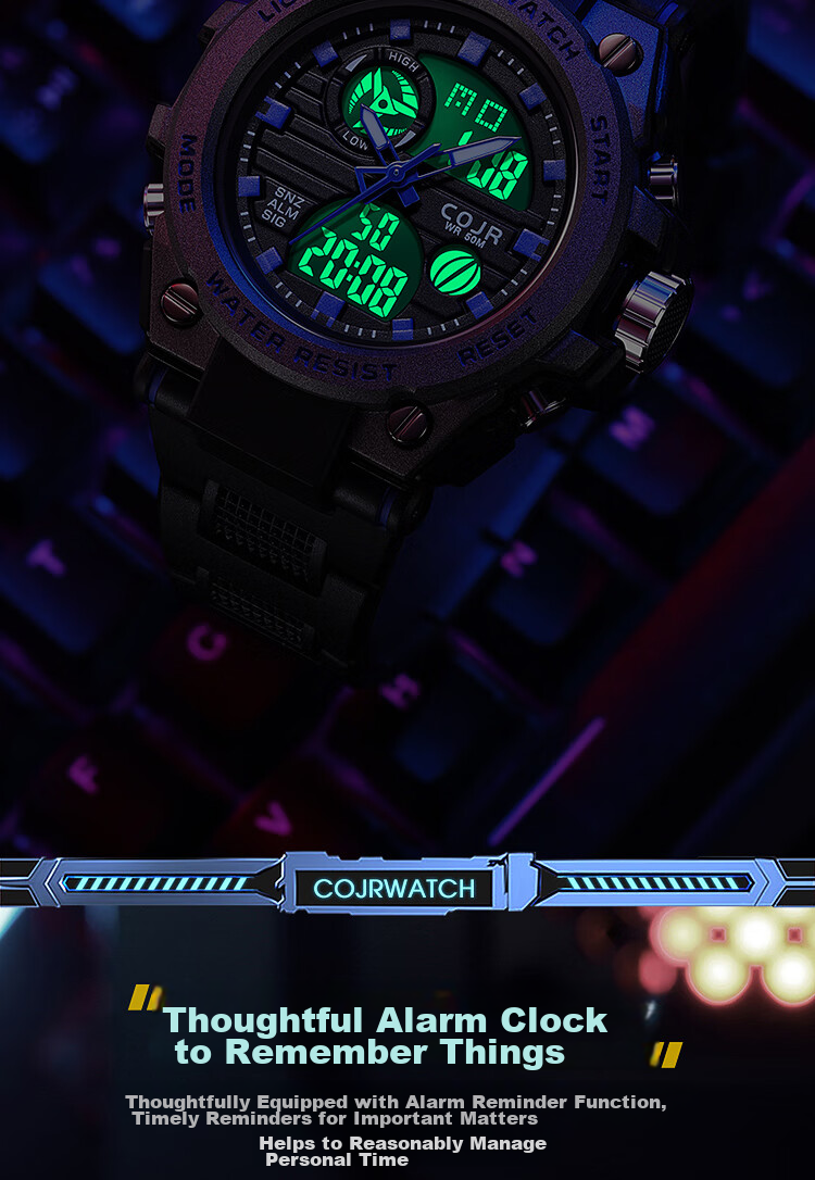 COJR Electronic Timing Watch Alarm Clock Youth Boys Middle and High School Mechanical Sports Waterproof 6