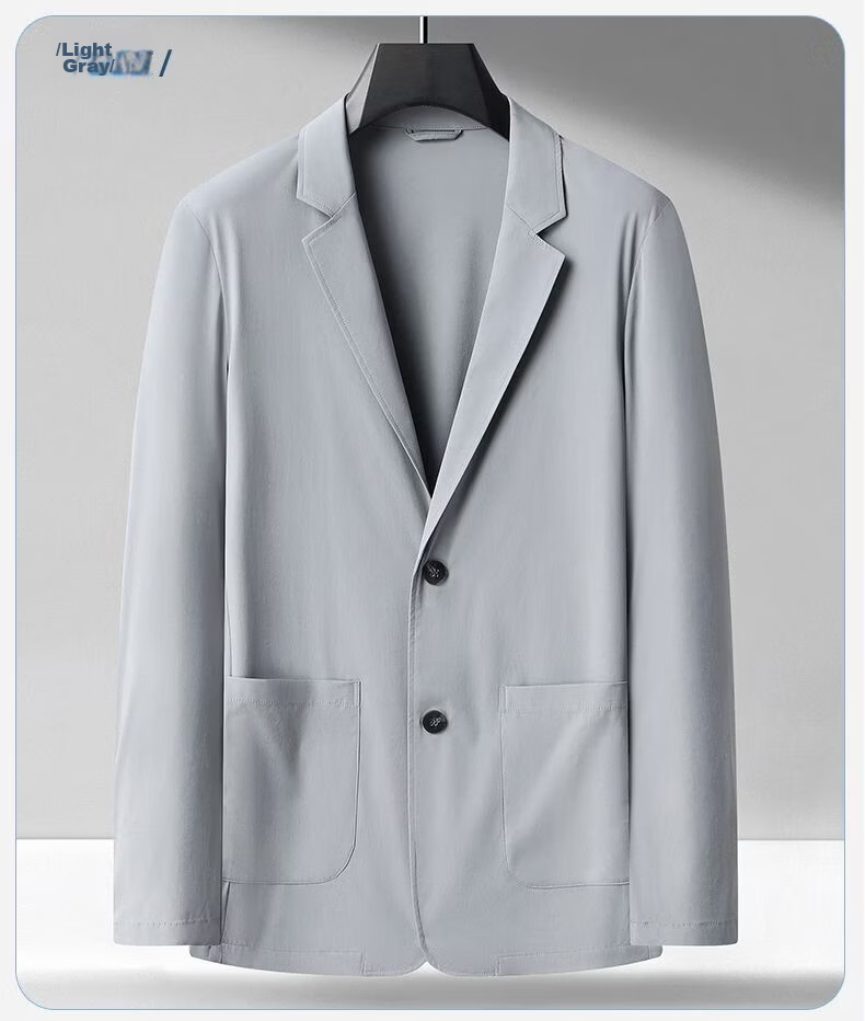 ROMON Summer Ice Silk New Middle-aged Casual Blazer Seamless Business Men's Sun Protection Jacket Gray Green XL 15