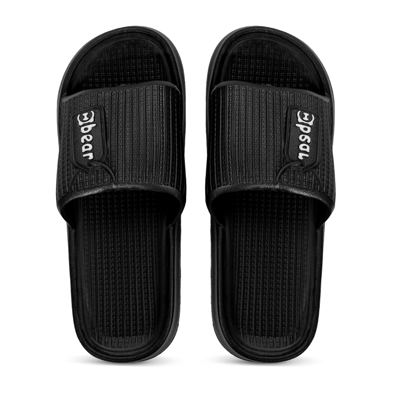 Limi Men's Bathroom Non-Slip Thin Sole Slippers Couple Home Indoor Outdoor Black