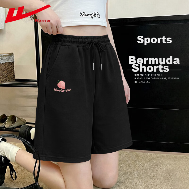 Warrior Women's Lightweight High-Waist Running Shorts Five-Point Summer Loose Plus Size Cotton Casual Pants