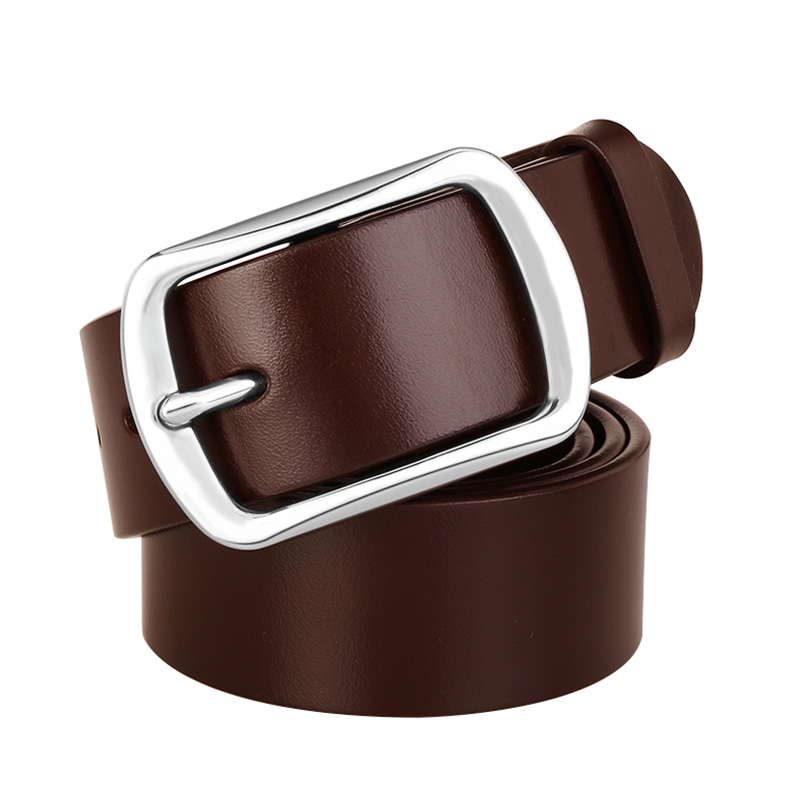 Cattlesboss Men's Belt, Top-Grain Leather, Pin Buckle, Stainless Steel Trouser Belt, 1789 Gift, Dark Brown, 110cm