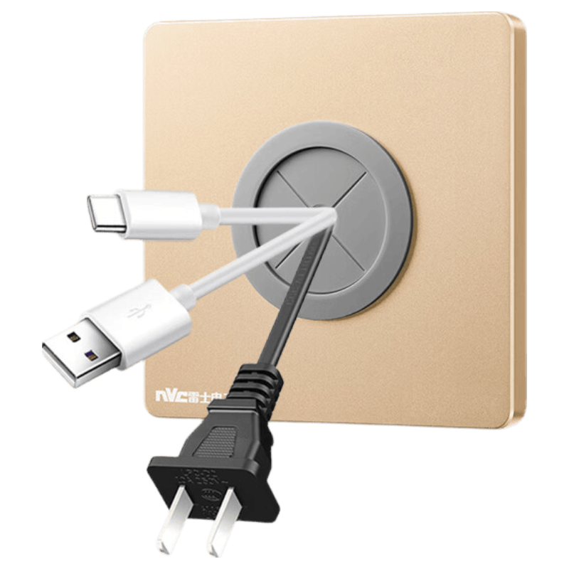 NVCleishidiangong Switch Socket, Blank Panel with Wire Hole, 86-Type Concealed Wall Panel, Champagne Gold