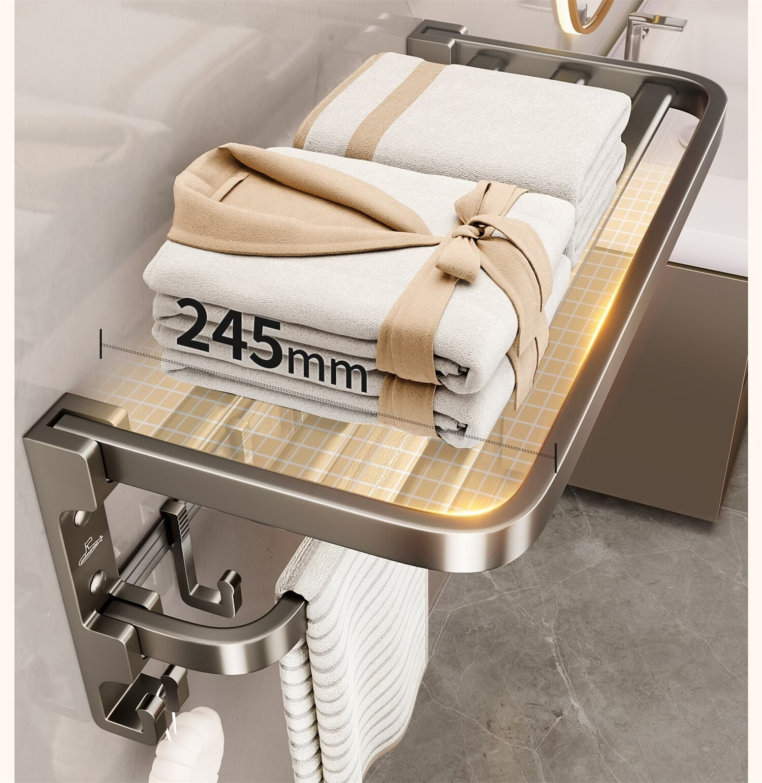 Submarine No-Drill Bathroom Storage Rack Towel Rack Toilet Organizer QST01L0101250G 20