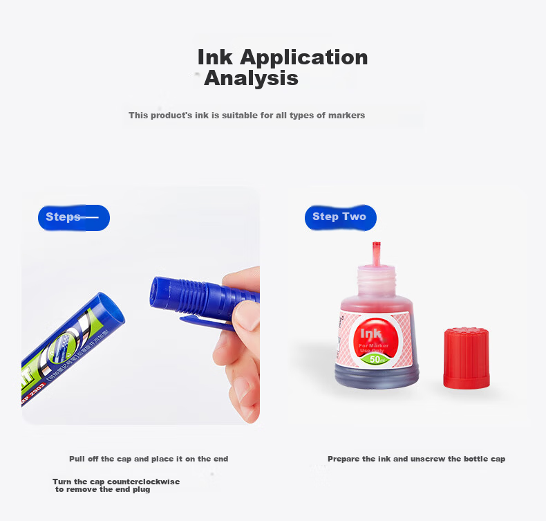BAOKE MS225 Marker Ink 50ml Red Oil-Based Quick-Dry Waterproof Fade-Resistant Ink Single Bottle 6