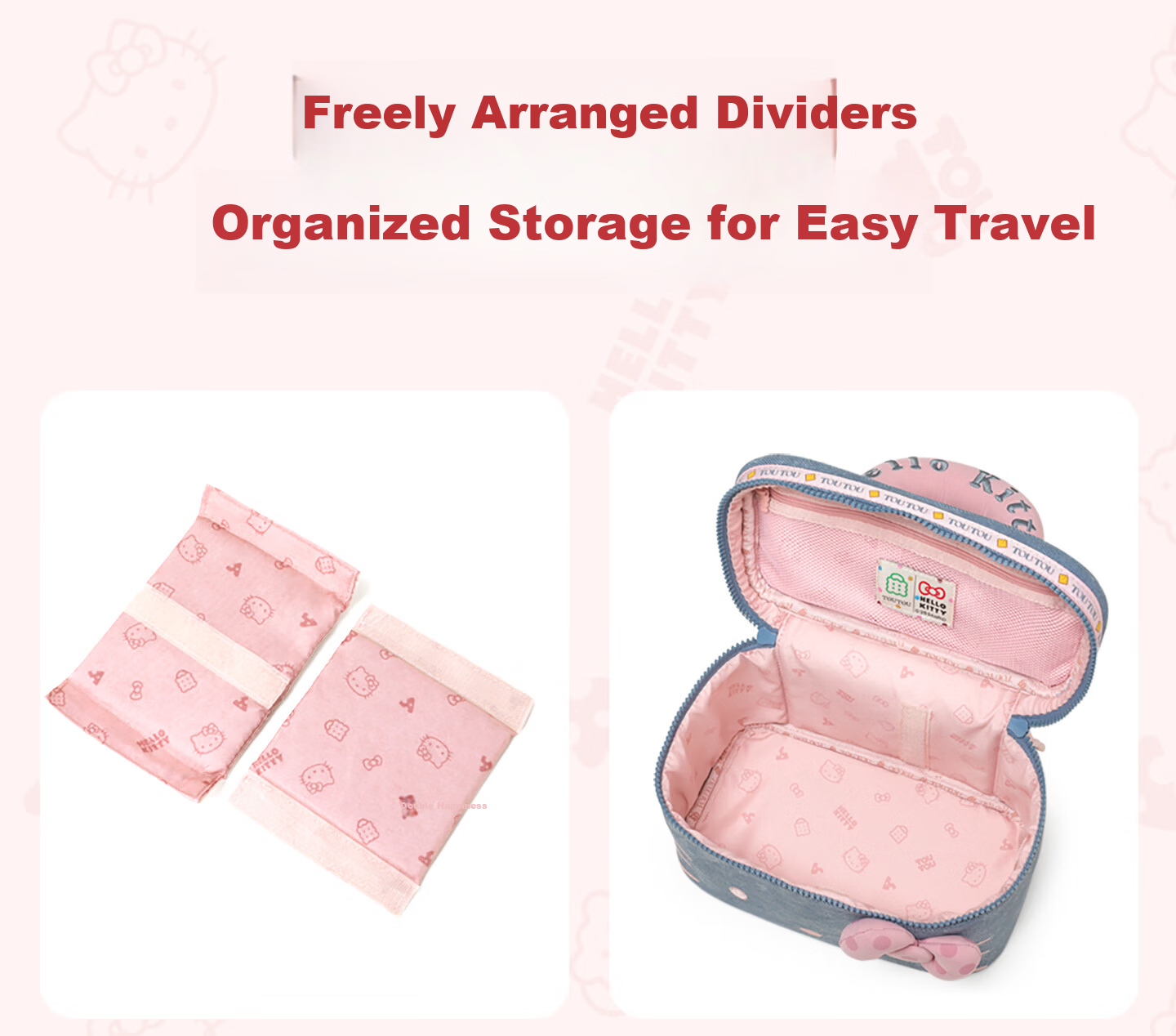 Toutou New Hello Kitty Denim Makeup Bag Storage Camera Bag Children's Day Birthday Gift for Girlfriend 17