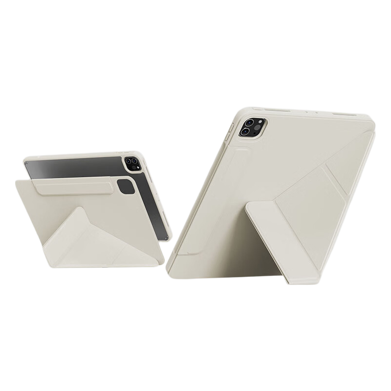 Zoyu iPad Pro 13-inch Case Y-Fold Double-Sided Magnetic Rotatable Detachable Anti-Bend Hard Shell Pro13 Apple Tablet Cover Cream White