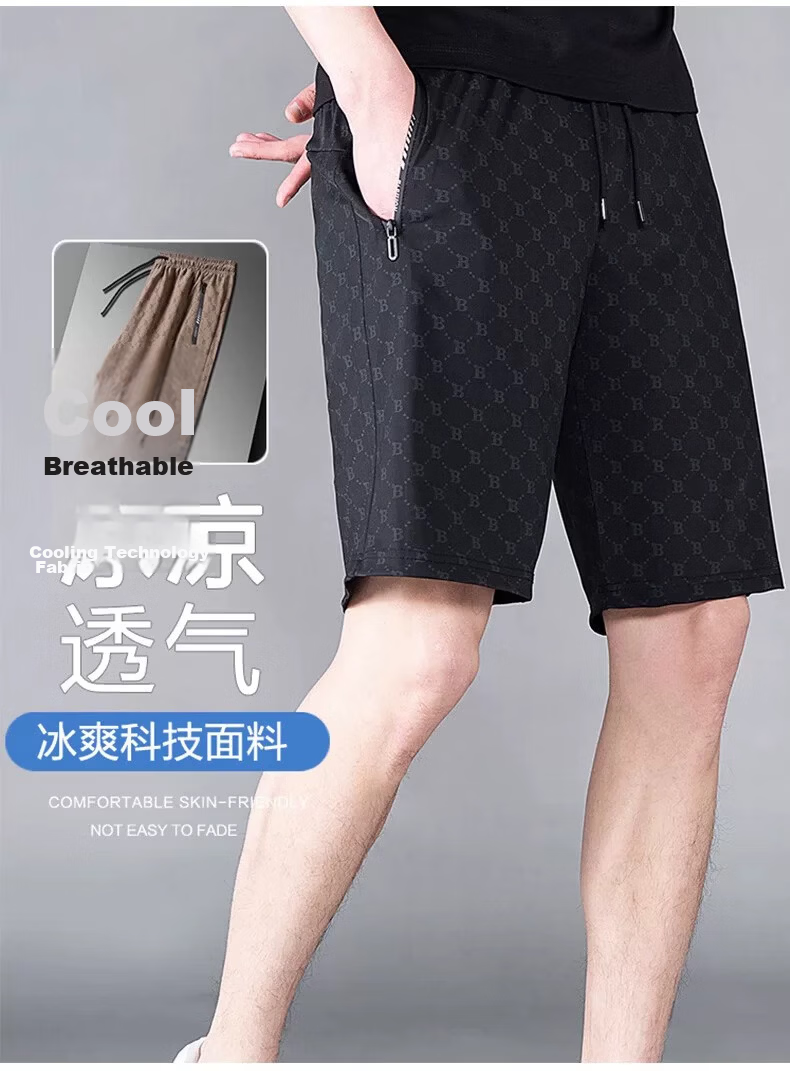 Playboy Ice Silk Casual Shorts Men's Summer Thin Loose Sports New High-End Business Breathable Five-Point Mid-Length Pants 5