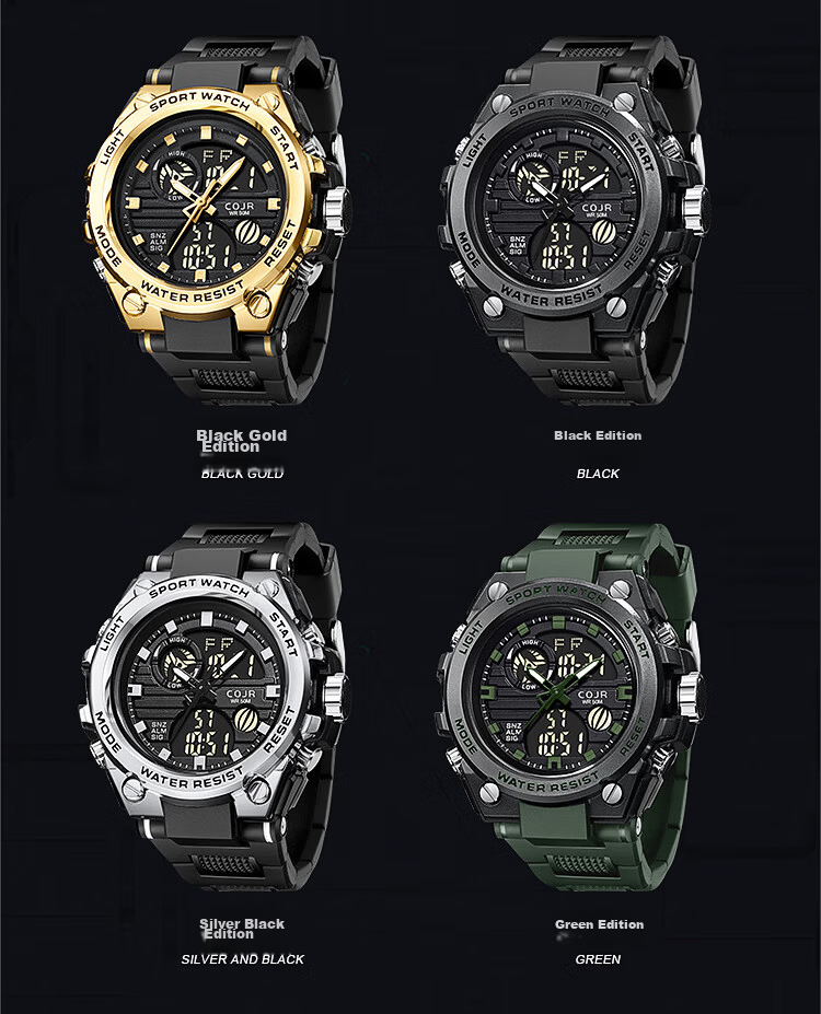 COJR Electronic Timing Watch Alarm Clock Youth Boys Middle and High School Mechanical Sports Waterproof 12