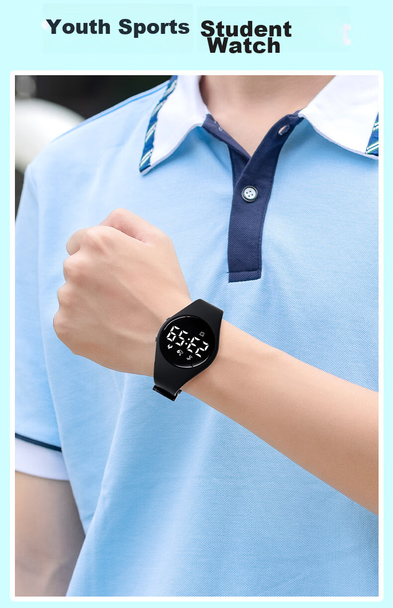 Koshi Silent Vibration Alarm Clock Student Watch Swimming Waterproof Junior High School Boys Kids Electronic Exam Watch 12