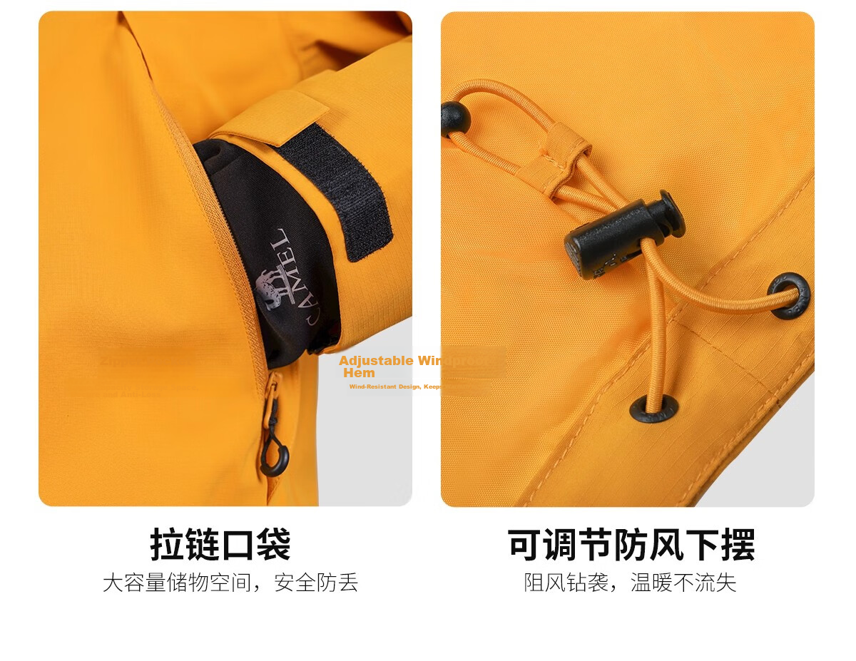 CAMEL Women's Short Outdoor Jacket 3-in-1 Fleece Liner Water-Resistant Windproof Coat 33