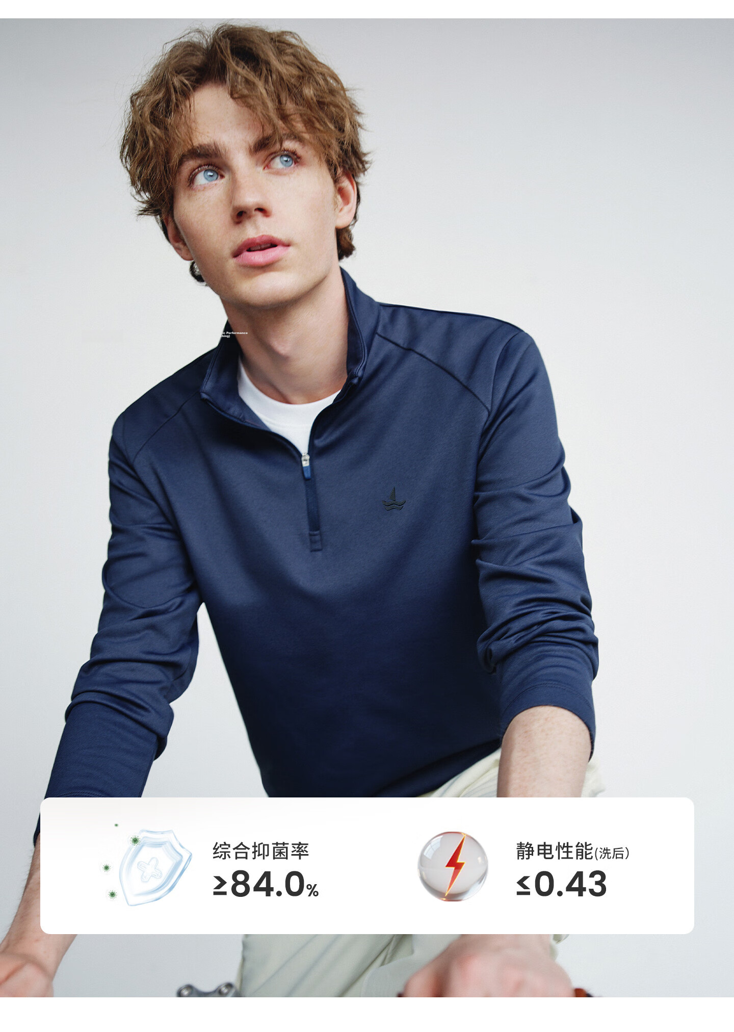 Navigare Celebrity-Inspired Small Sailboat Men's Half-Zip Brushed Casual Sweatshirt Inner Layer Top 1135845304 14