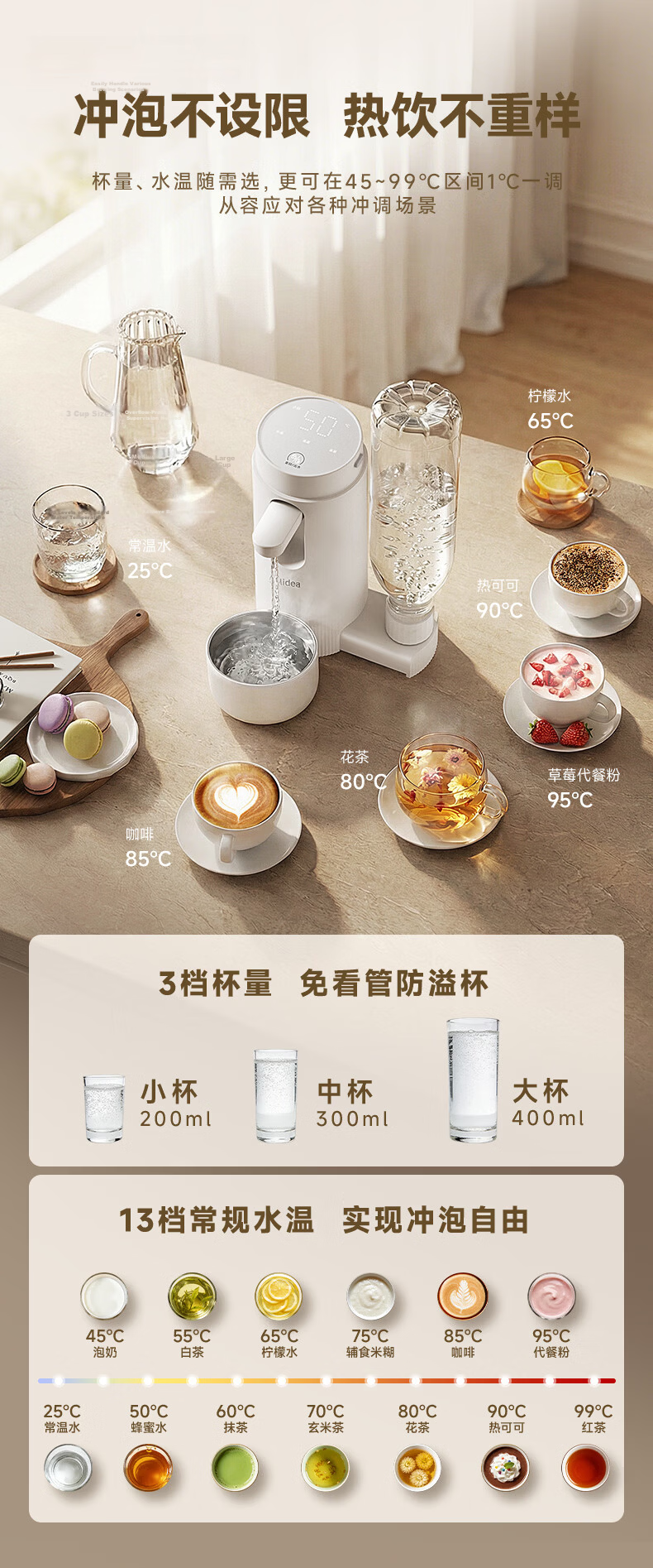 Midea Portable Instant Heating Water Dispenser Small Household Bottled Water Dorm Travel No Installation Foldable Electric Kettle MYR002T 8