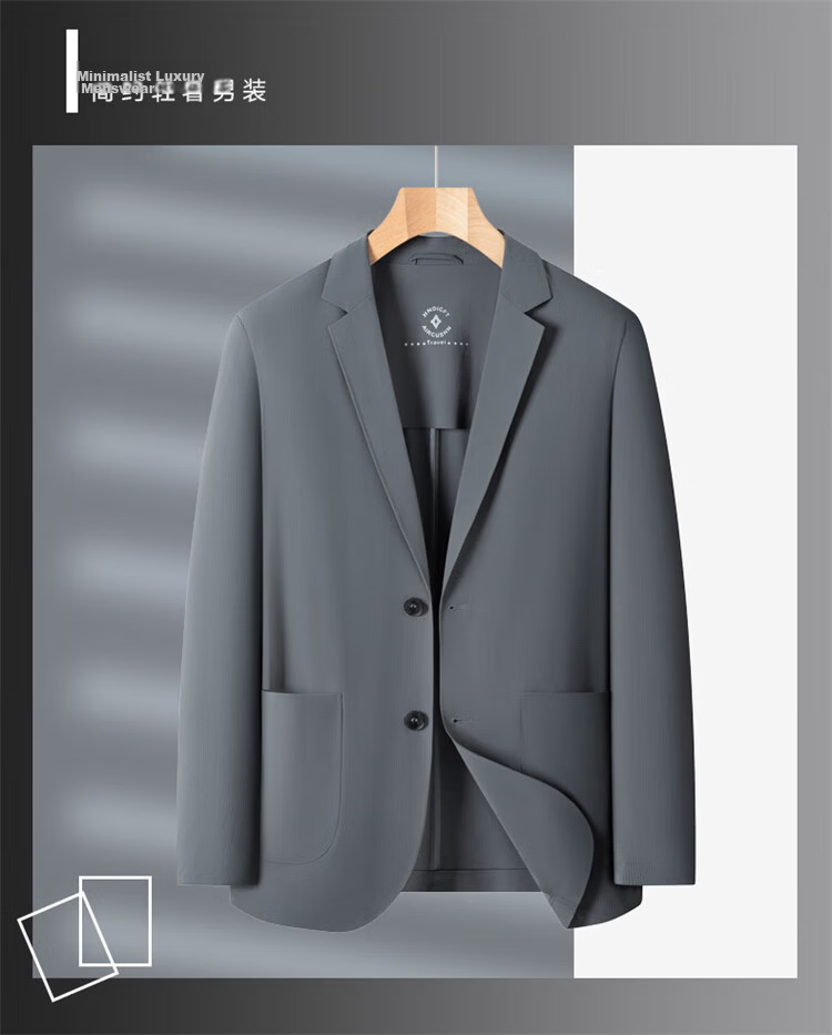 TUCANO Men's Summer Ice Silk Cooling Italian Style Single-Breasted Suit Jacket Business Sun Protection Breathable Gray M 3