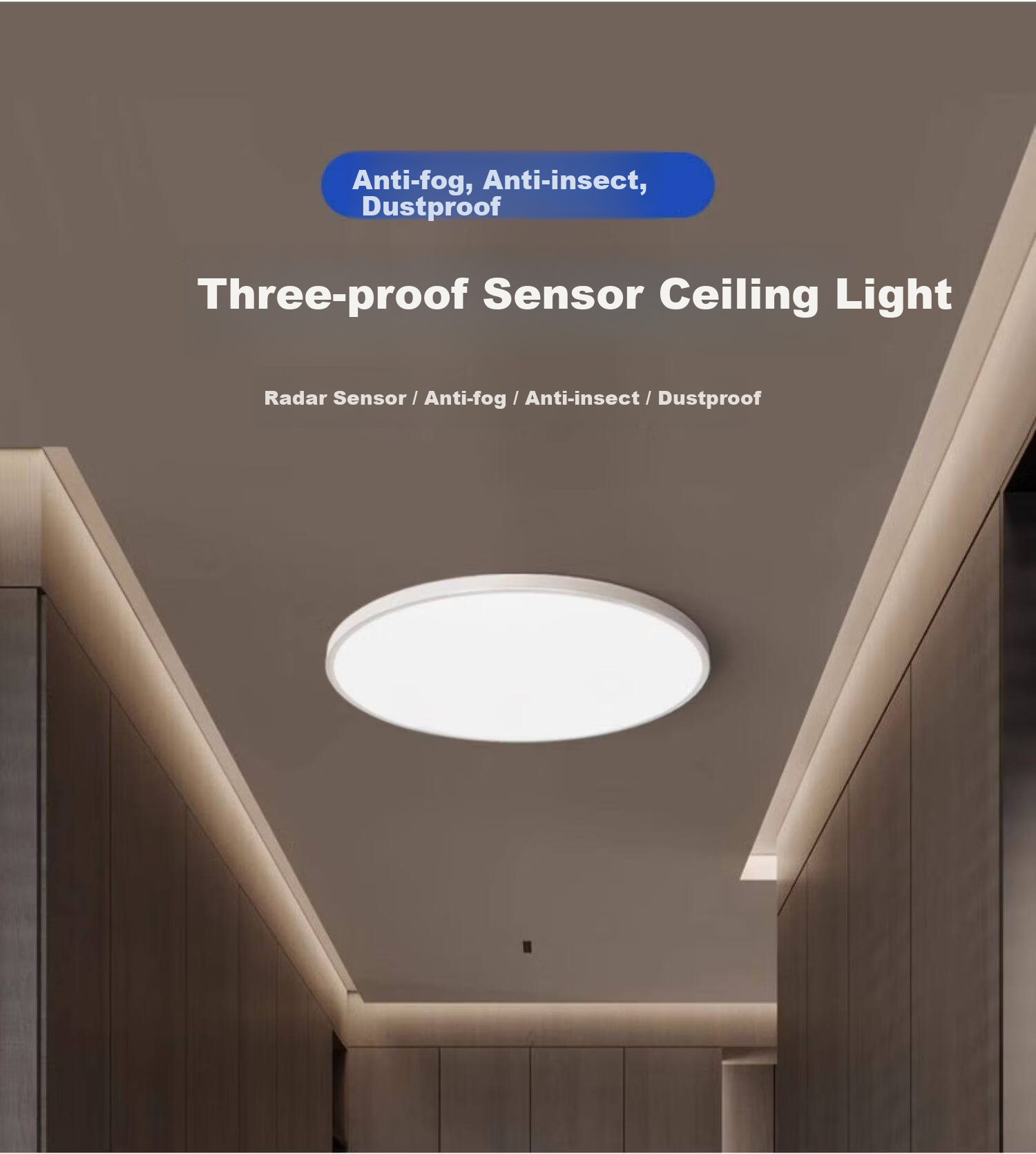 Labotareda Ultra-thin Three-proof Ceiling Light LED Infrared Human Body Sound Control Lamp for Stairs Corridor Hallway 2