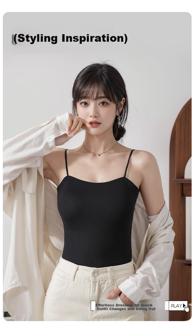 Tingmei Women's One-Piece Camisole Vest with Built-in Bra Pads, Bra-Free Wear, Beautiful Back, Innerwear and Outerwear Base Layer 7