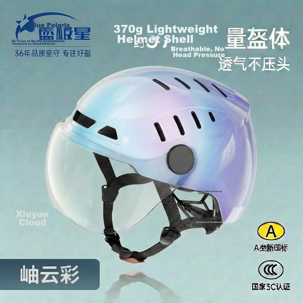 Blue Polaris Electric Bike Helmet Motorcycle Helmet Summer Riding Lightweight Half Helmet Large Air Duct Zero-Pressure Breathable Unisex Four-Season Commuter Helmet Breathable - Xiuyun Color