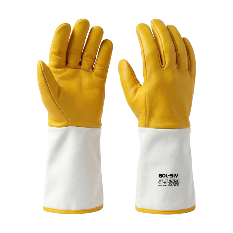 SHENGLI Sheepskin Welding Gloves Soft Leather Labor Protection Heat Resistant Wear Resistant Insulated Extended Canvas Cuff Welding Electric Welding Gloves 38cm GHN019 1 Pair