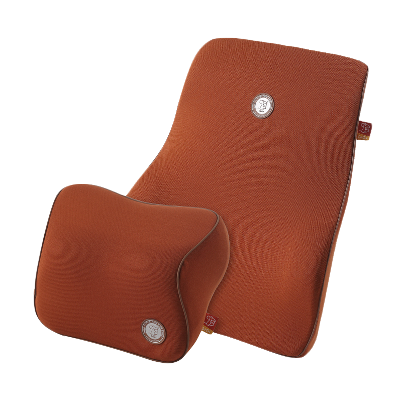 GiGi Car Headrest And Lumbar Support Set with Memory Foam, Neck Pillow, Waist Cushion, Seat Backrest, Car Cushion, Coffee Color