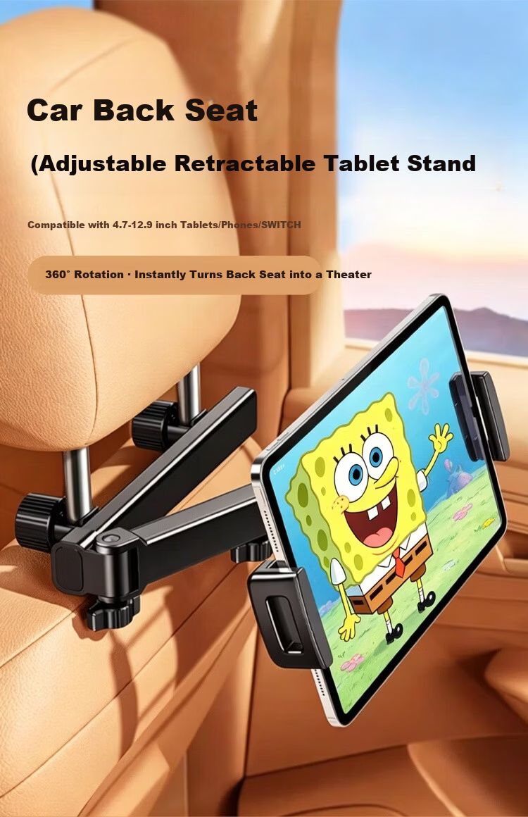 Beifute Car Tablet Holder Rear Seat iPad Car Back Seat Telescopic Phone Mount Multifunctional In-Car Use 2