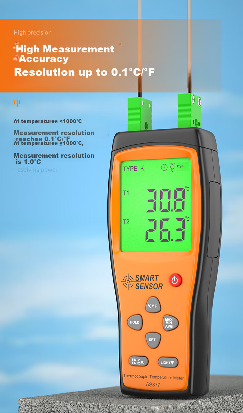 CEM AS887 Four-Channel Thermocouple Temperature Meter K-Type Thermocouple Probe High-Precision Thermometer 3