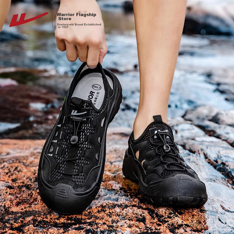 Warrior Men's Stream Hiking Shoes 2026 New Breathable Closed-Toe Sports Sand Beach Clogs 1244 Black Size 41