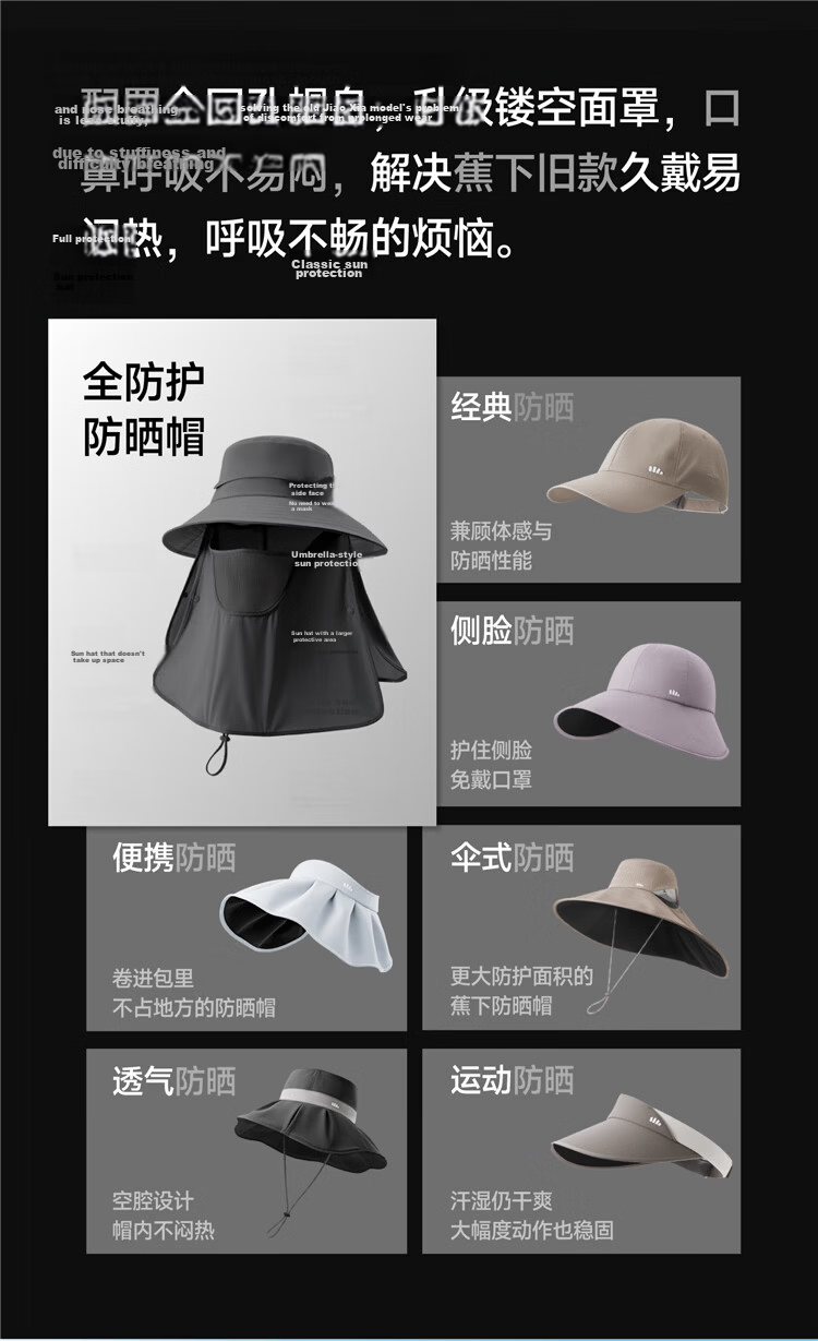 Beneunder Men's Summer Fisherman Hat Sunshade Outdoor Mountaineering Face Cover Fishing Sun Protection Hat TS0166 3
