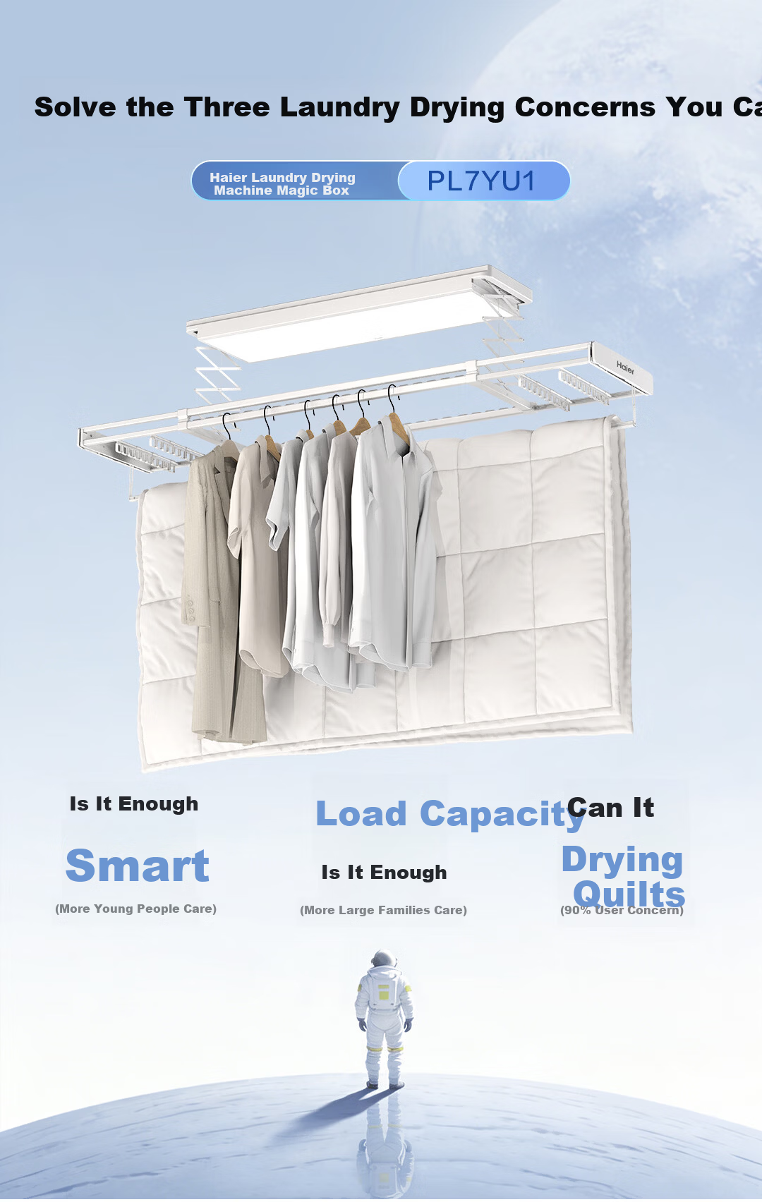 Haier Electric Clothes Drying Rack Smart Invisible Fully Automatic Lifting Balcony Clothes Dryer Wireless Remote Control Drying Rod 2